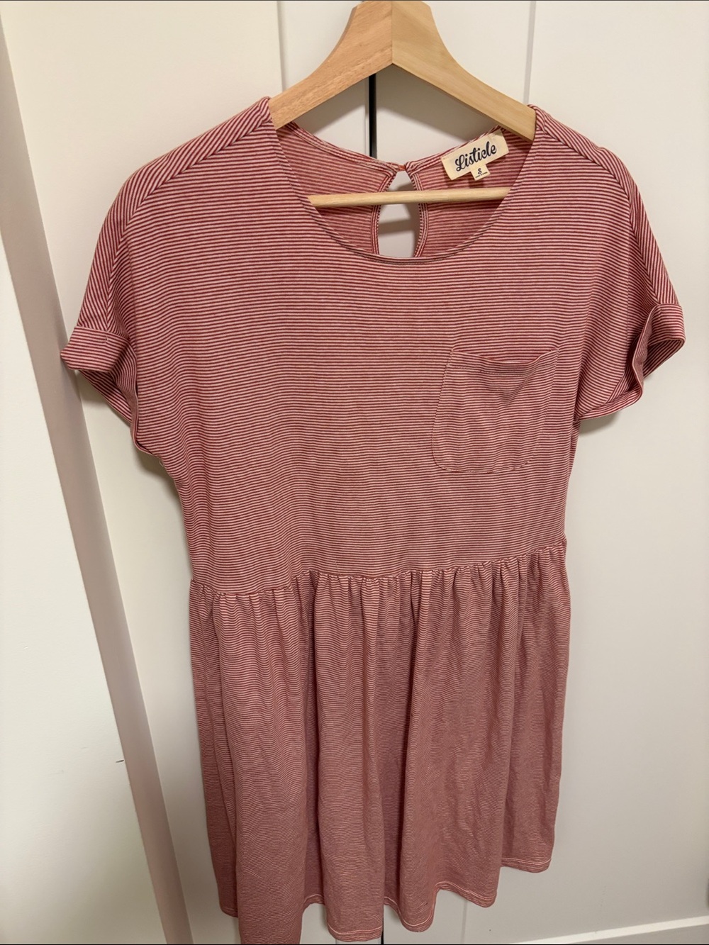 Listicle Girls' Dusty Rose Striped Pocket Dress